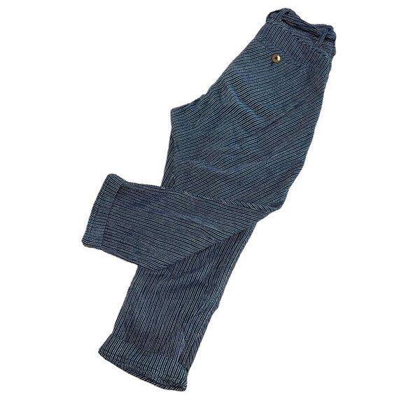 Free People Striped Harem Pants Womens 4 Blue High Rise Relaxed Cropped Bohemian - Picture 7 of 16